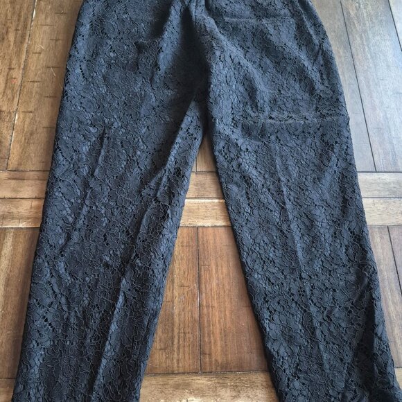 J.Crew Lace Overlay Black Pants Size 4 - Picture 2 of 6